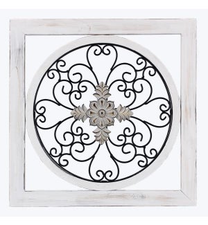 Wood Framed Square Iron Work Wall Art