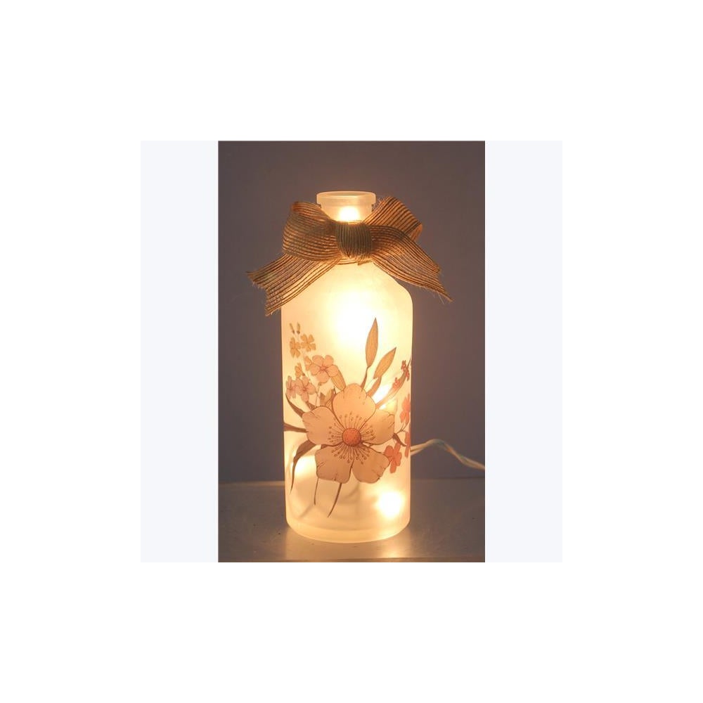 Glass Bottle With Painted Design, LED Light
