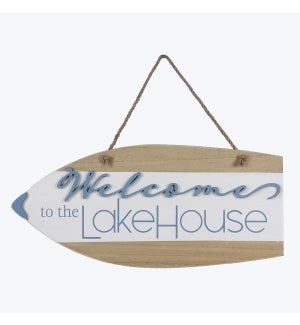 Wood Boat Shaped Welcome Sign
