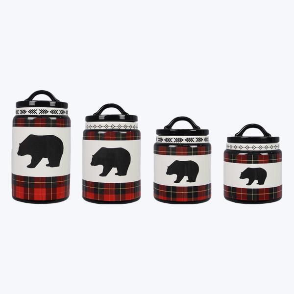 Bear Cabin Plaid Measuring Cup Set