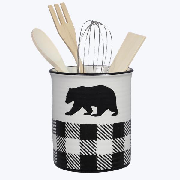 Bear Cabin Plaid Measuring Cup Set