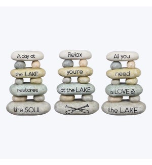 Resin Lake Cabin Stacked Wellness Rocks, 3 Assorted