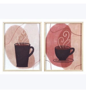 Wood Framed Coffee Art, 2 Assortment