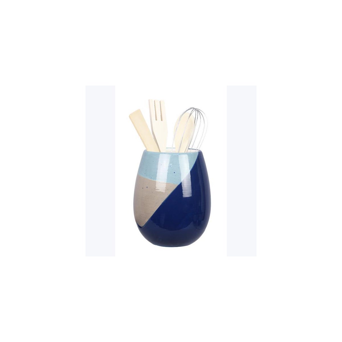 Ceramic Artistic Blue Tool Holder with Tools