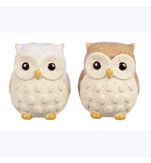 Stoneware Positive Vibes Owl Salt and Pepper, S/P