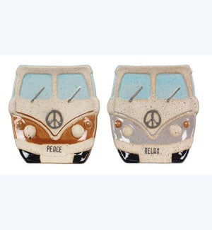 Stoneware Positive Vibes Peace Bus Trinket Dish, 2 Ast.