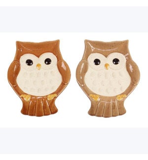 Stoneware  Positive Vibes Owl Spoon Rest, 2 Ast.