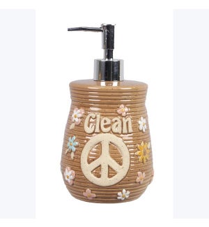 Stoneware Positive Vibes Peace Soap Dispenser