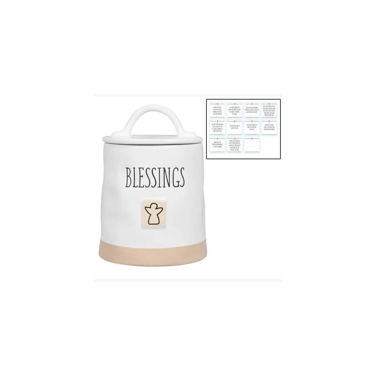 Ceramic Inspirational Blessing Jar with 40 cards
