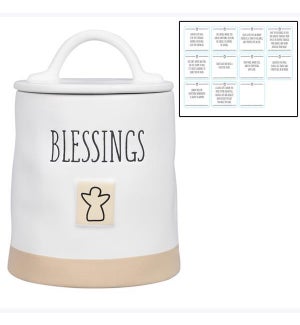 Ceramic Inspirational Blessing Jar with 40 cards