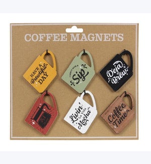 Wood Coffee Magnets 6 Pcs. Set