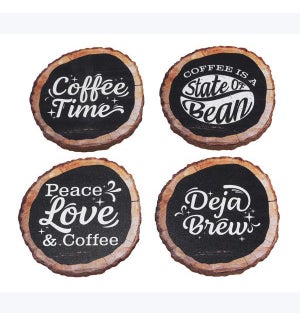 Wood Coffee Coasters, 4 pcs/set