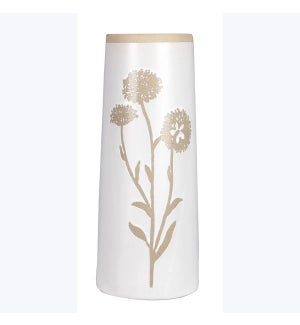 Ceramic Tabletop Vase with Floral Designs