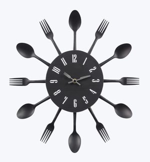 Metal Fork and Spoon Wall Clock