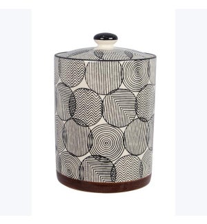 Stoneware Black and White Design Canister