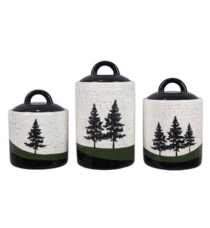 Ceramic Forest Retreat Canister Set of 3