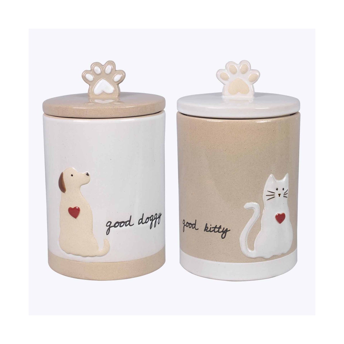 Stoneware Dog and Cat Treat Jars 2 Ast