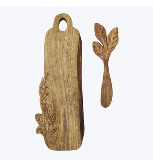 Acacia Wood Charcuterie Board with Spreader