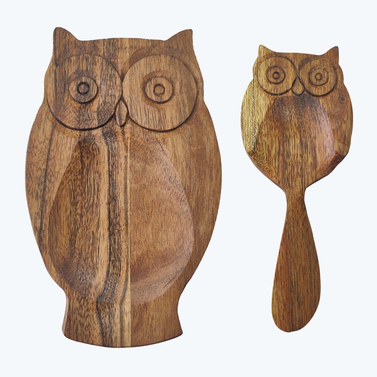 Acacia Wood Owl Charcuterie Board with Spreader