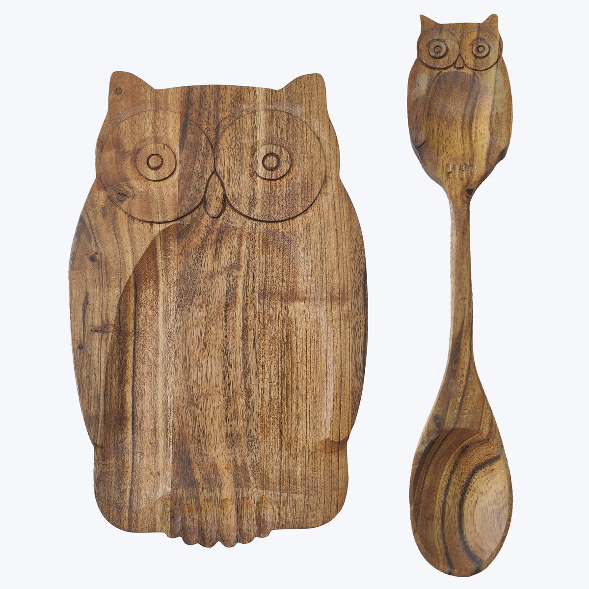 Acacia Wood Owl Spoon Rest with Spoon