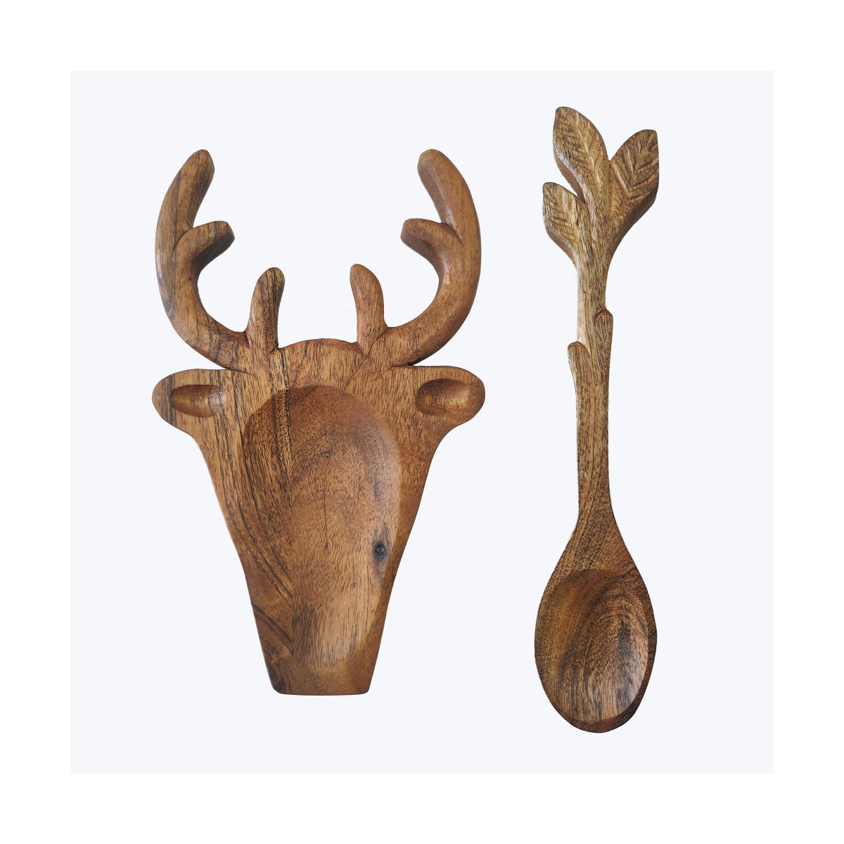 Acacia Wood Deer Spoon Rest with Spoon