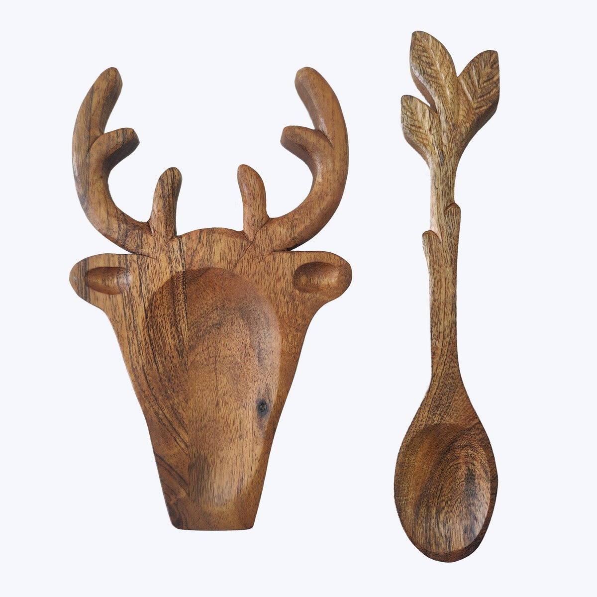 Acacia Wood Deer Spoon Rest with Spoon