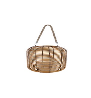Rattan Lantern with Glass Candle Holder