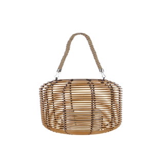 Rattan Lantern with Glass Candle Holder
