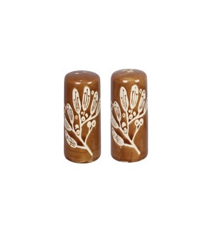 Stoneware Leaf Design Salt and Pepper Shaker Set
