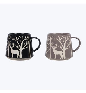 Stoneware Deer Designs Mug 2 Ast
