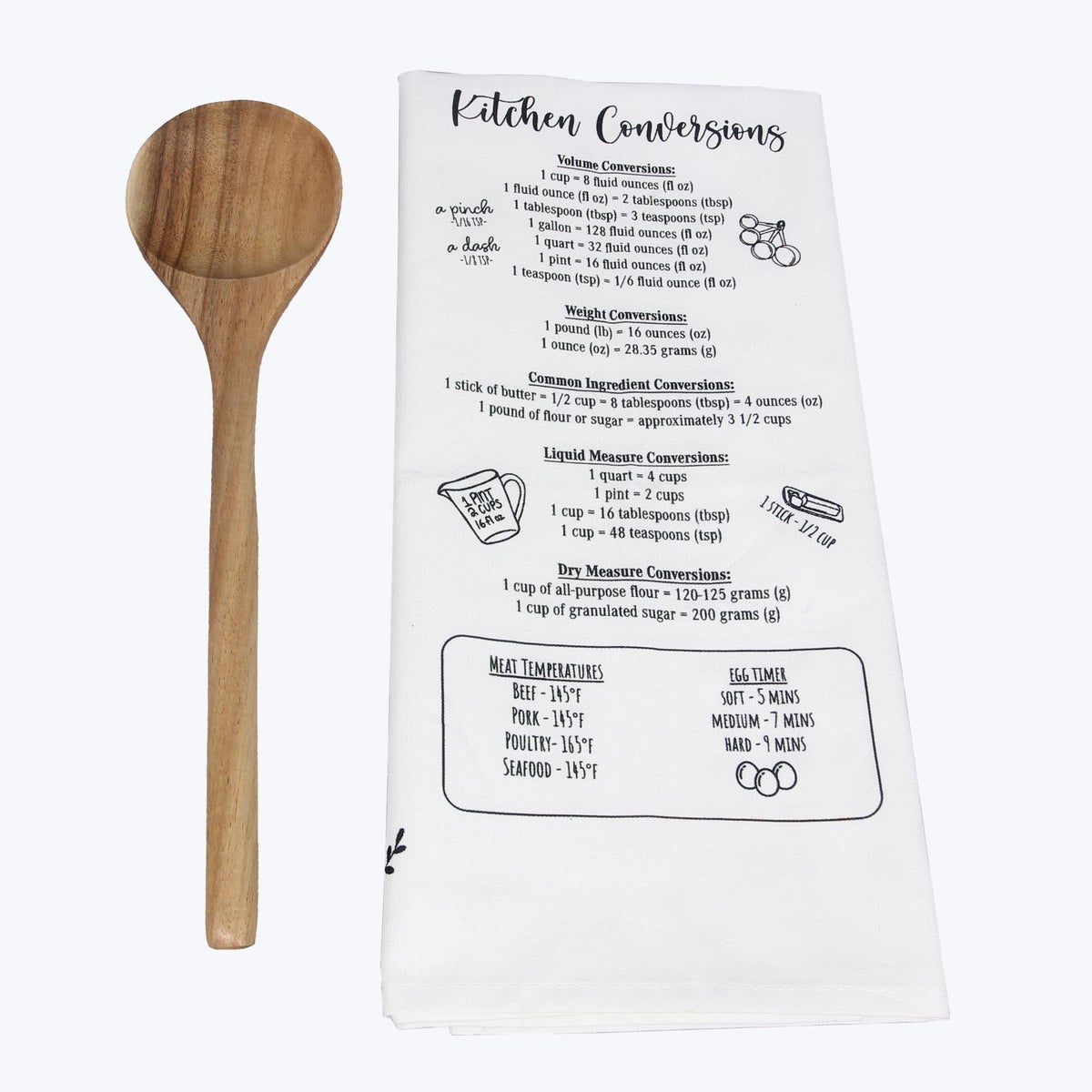 Acacia Wood Spoon w/ Kitchen Towel Baker Gift Set