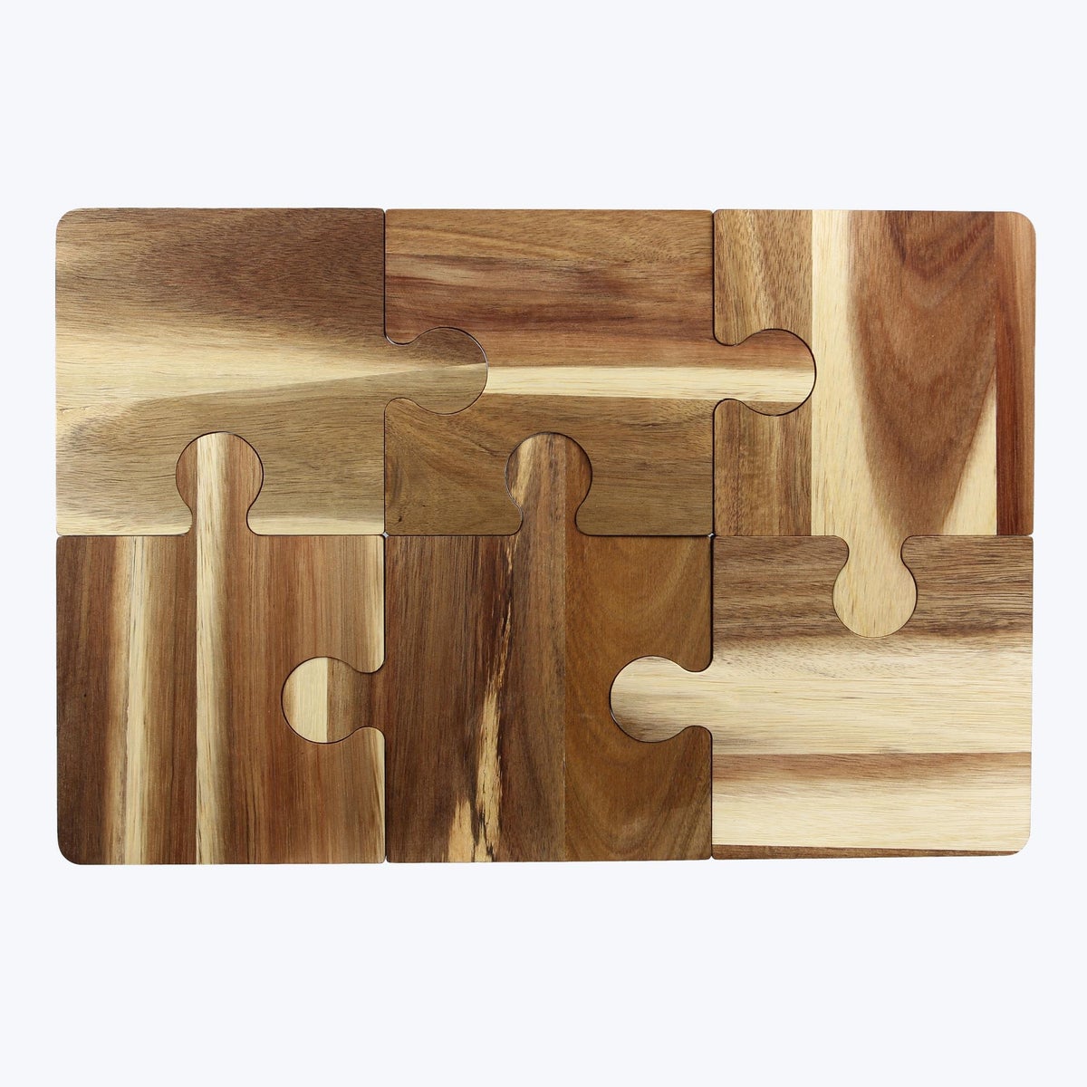 Acacia Wood Jigsaw Puzzle Charcuterie Board 6/Set