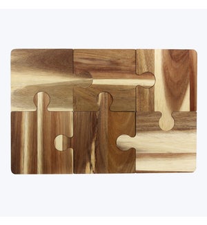 Acacia Wood Jigsaw Puzzle Charcuterie Board 6/Set