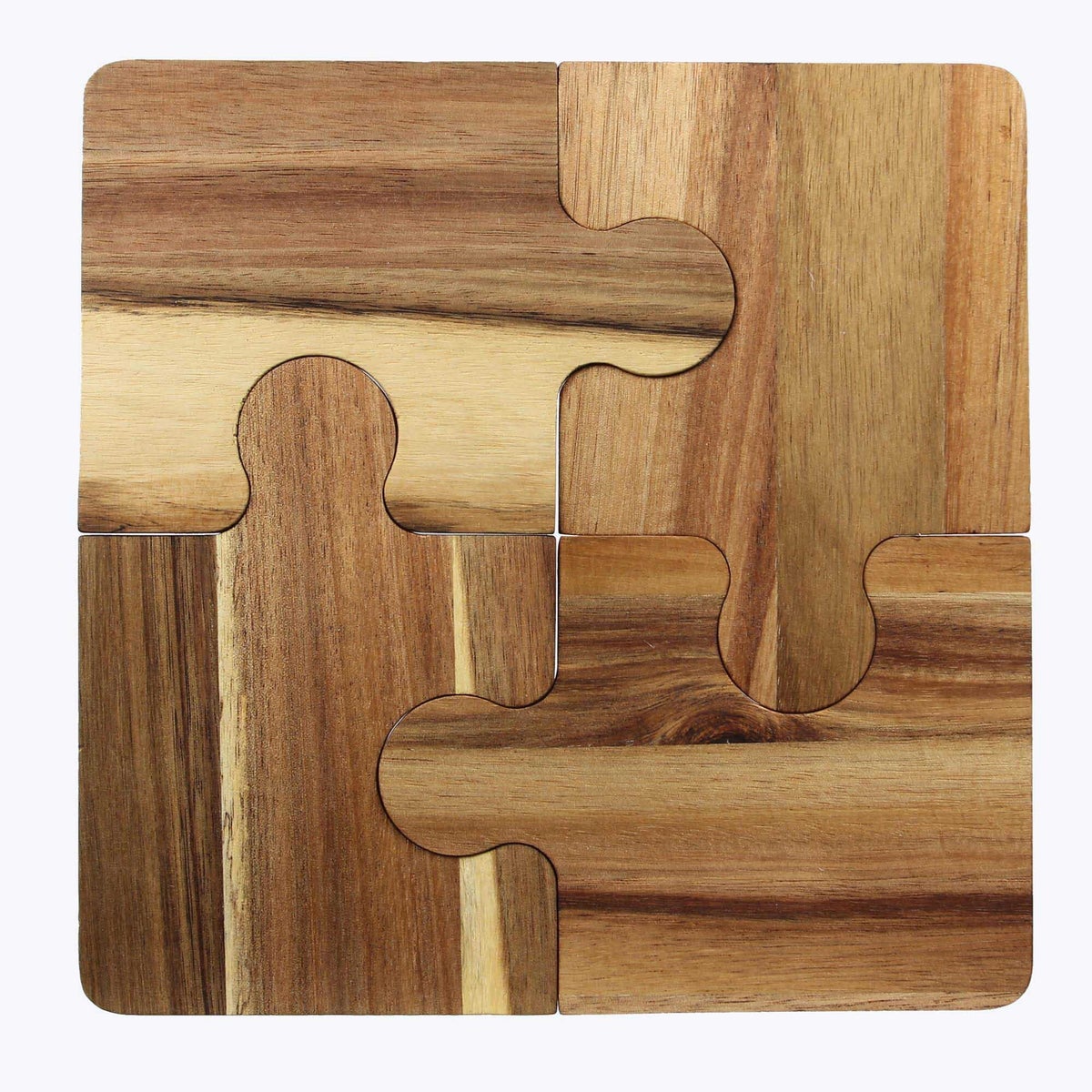 Acacia Wood Jigsaw Puzzle Coaster 4/Set
