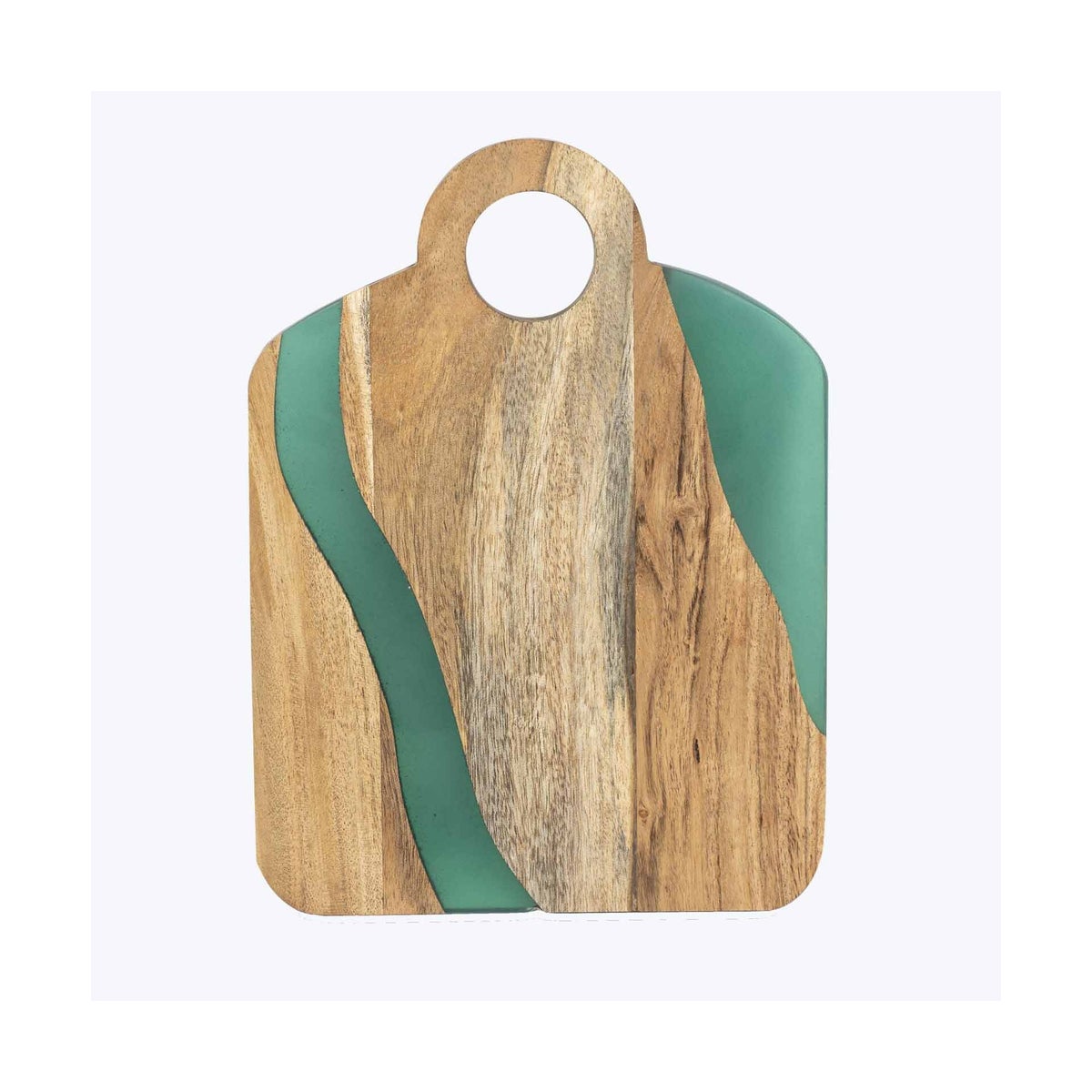 Acacia Wood Charcuterie Board with Green Epoxy