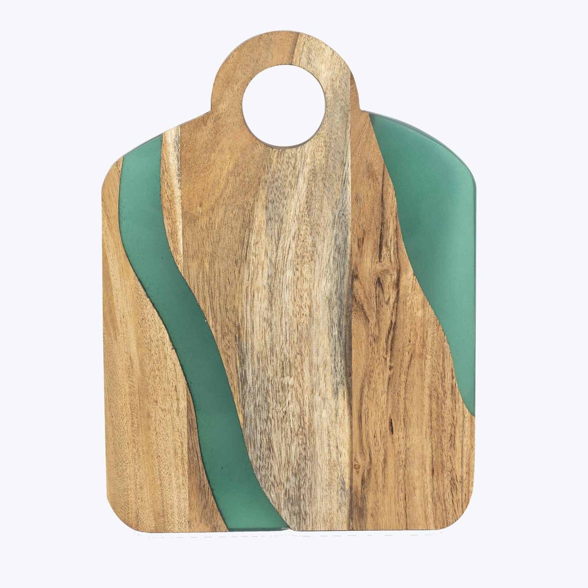 Acacia Wood Charcuterie Board with Green Epoxy