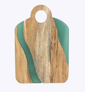 Acacia Wood Charcuterie Board with Green Epoxy