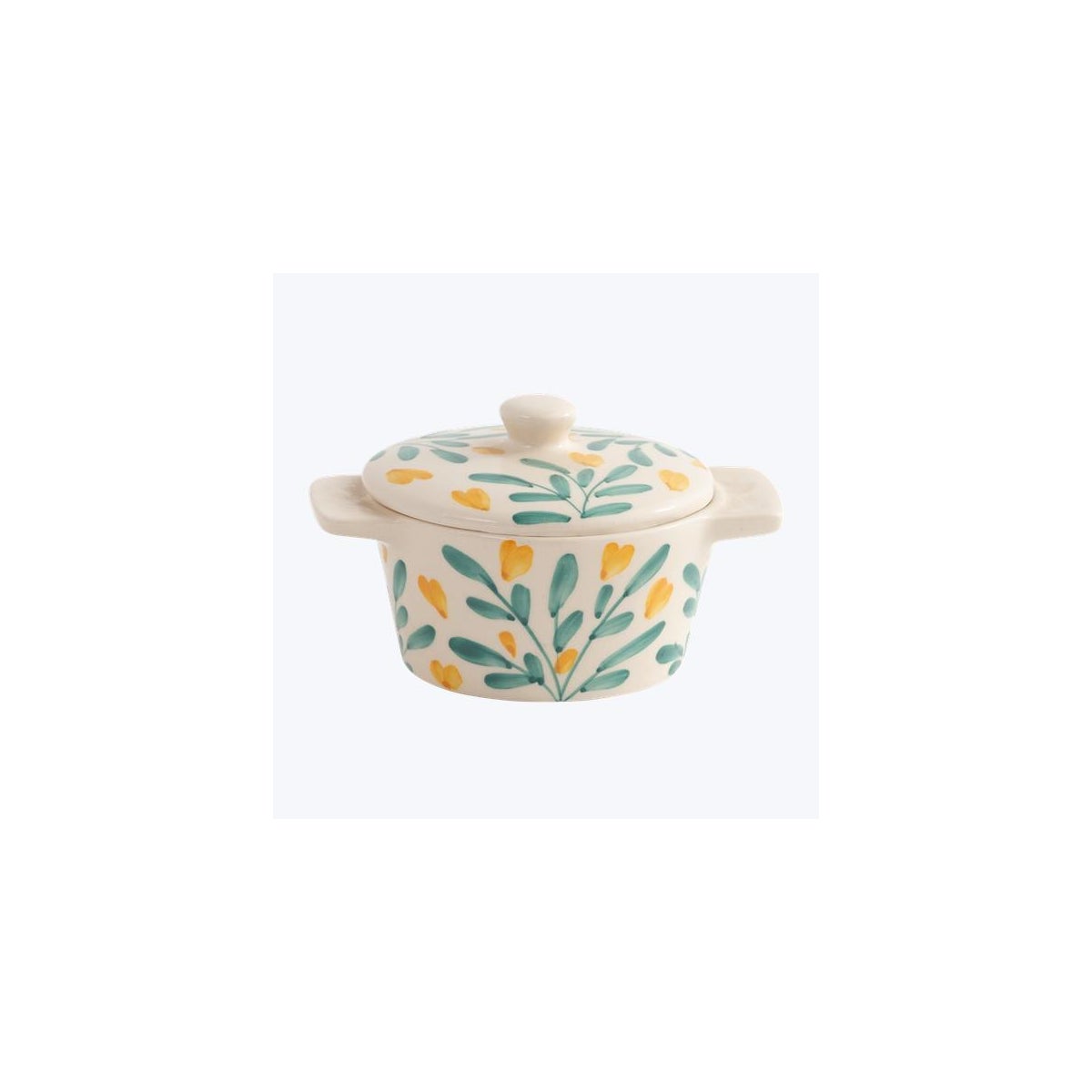 Ceramic Hand Painted Floral Design Personal Casserole Dish