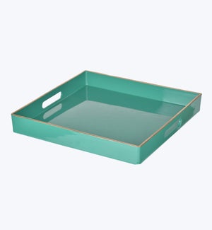 Acrylic Turquoise Square Cocktail Tabletop Tray