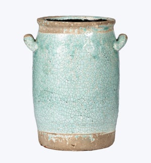 Ceramic Muted Turquoise Crock Vase