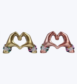 Resin Heart Gesture Hands with Removable Wearable Bracelets 2 Ast