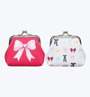 Bow Patterned PU Coin Purses 2 Ast