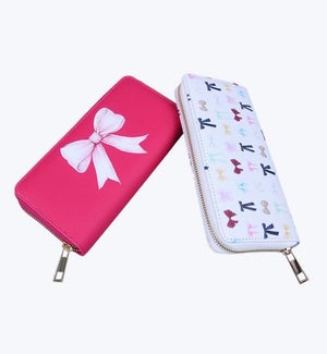 Bow Patterned PU Large Wallets 2 Ast
