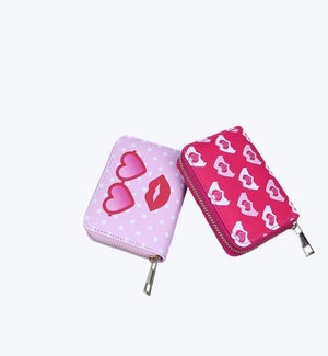 Heart Hands and Sunglasses Patterned PU Small Wallets 2 Ast
