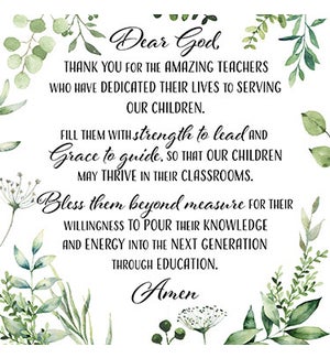 Wood Prayer for Teachers White Background Wall Plaque