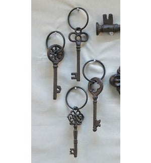 Cast Iron Single Key on Ring, 4 Assorted