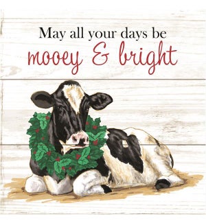Wood Farm Christmas Cow Wall Plaque