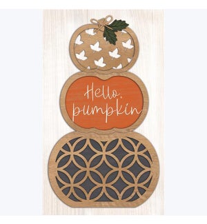 Wood Hello Pumpkin Wall Plaque
