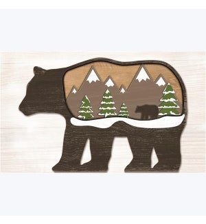 Wood Bear Wall Plaque