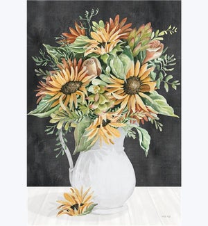 Wood Painted Pitcher Vase with Sunflowers Wall Plaque